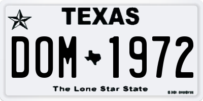 TX license plate DOM1972