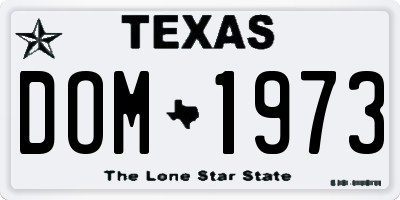 TX license plate DOM1973