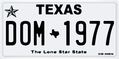 TX license plate DOM1977