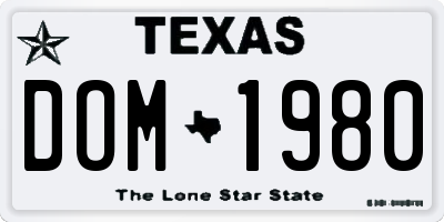 TX license plate DOM1980