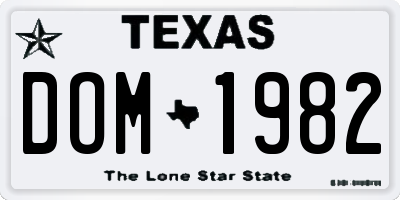 TX license plate DOM1982
