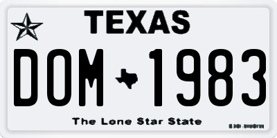 TX license plate DOM1983