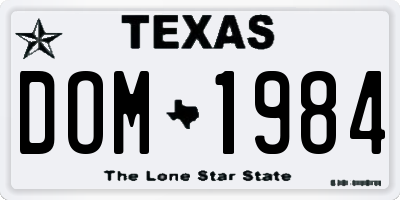 TX license plate DOM1984