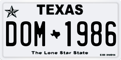 TX license plate DOM1986