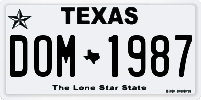 TX license plate DOM1987