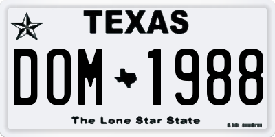 TX license plate DOM1988