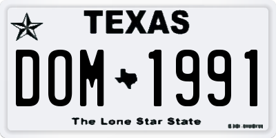 TX license plate DOM1991