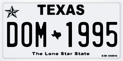 TX license plate DOM1995