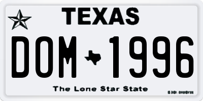 TX license plate DOM1996