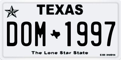 TX license plate DOM1997