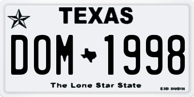 TX license plate DOM1998