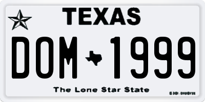 TX license plate DOM1999