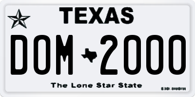 TX license plate DOM2000