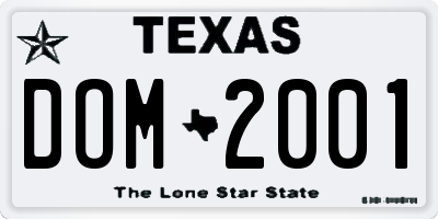 TX license plate DOM2001