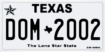 TX license plate DOM2002