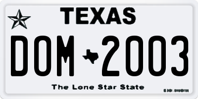 TX license plate DOM2003