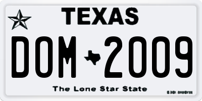 TX license plate DOM2009