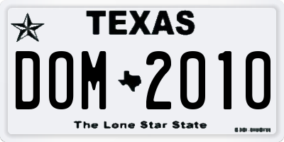 TX license plate DOM2010