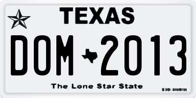 TX license plate DOM2013