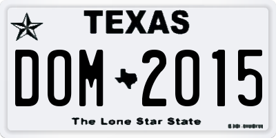 TX license plate DOM2015