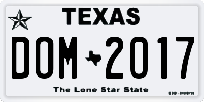 TX license plate DOM2017