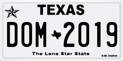TX license plate DOM2019