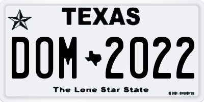 TX license plate DOM2022