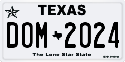 TX license plate DOM2024