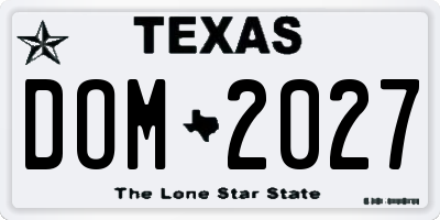 TX license plate DOM2027