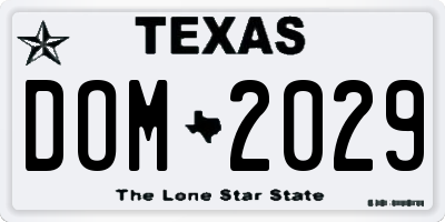 TX license plate DOM2029