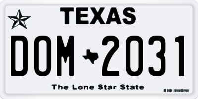 TX license plate DOM2031