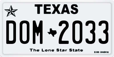 TX license plate DOM2033