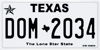TX license plate DOM2034