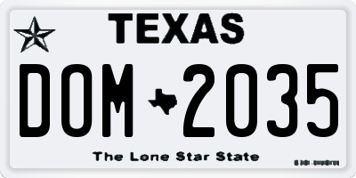 TX license plate DOM2035