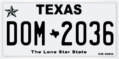 TX license plate DOM2036