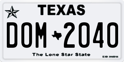 TX license plate DOM2040