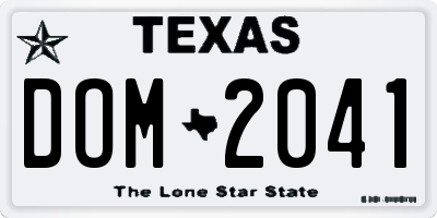 TX license plate DOM2041