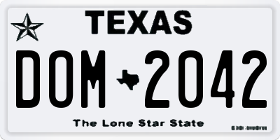TX license plate DOM2042