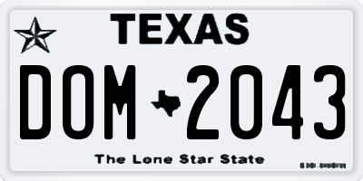 TX license plate DOM2043