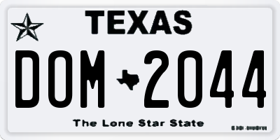 TX license plate DOM2044