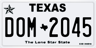 TX license plate DOM2045