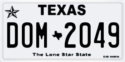 TX license plate DOM2049