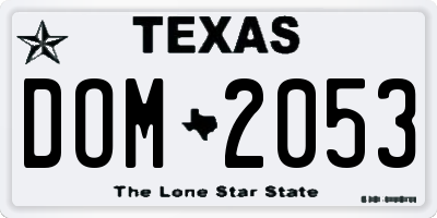 TX license plate DOM2053