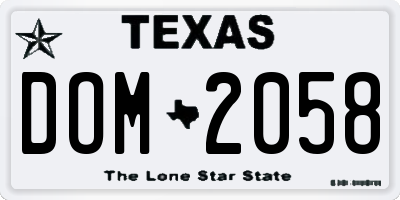 TX license plate DOM2058