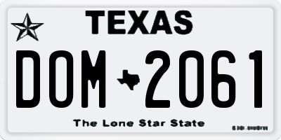 TX license plate DOM2061