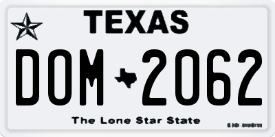 TX license plate DOM2062