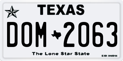 TX license plate DOM2063