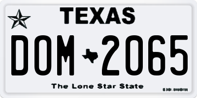 TX license plate DOM2065