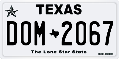 TX license plate DOM2067
