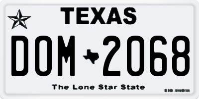 TX license plate DOM2068